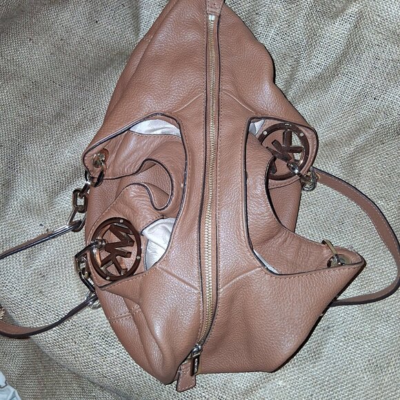 Michael Kors Large Fulton Brown Caramel Leather Shoulder Bag - Picture 7 of 14